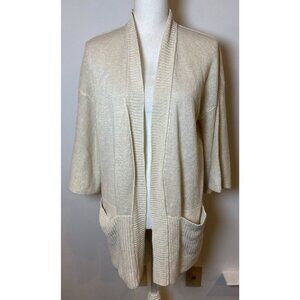 Brochu Walker Open Cardigan Sweater 100% Linen Cream Size Extra Small XS